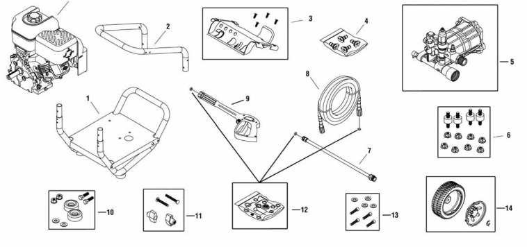 Briggs & Stratton pressure washer model 020504-0 replacement parts, pump breakdown, repair kits, owners manual and upgrade pump.